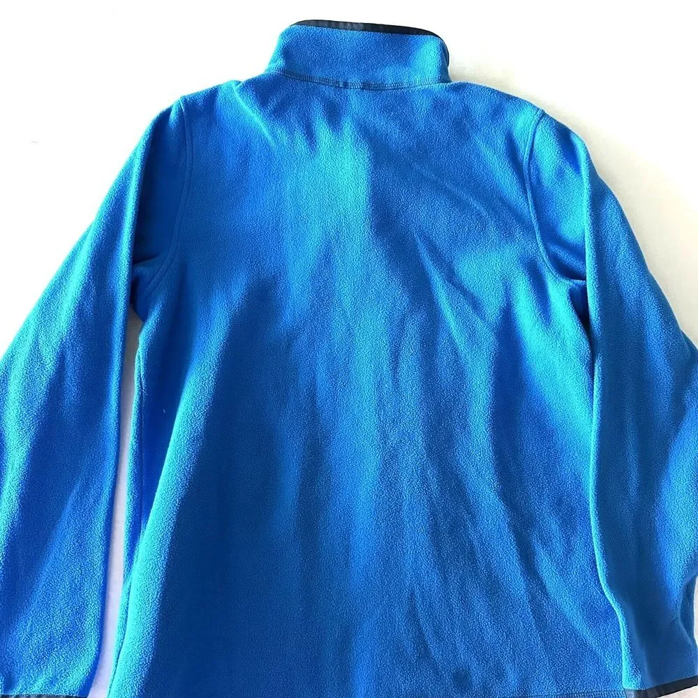 Lands End Kids XL 18-20 Long 1/4‎ Zip Pullover Fleece Sweater Blue Tunic Length
